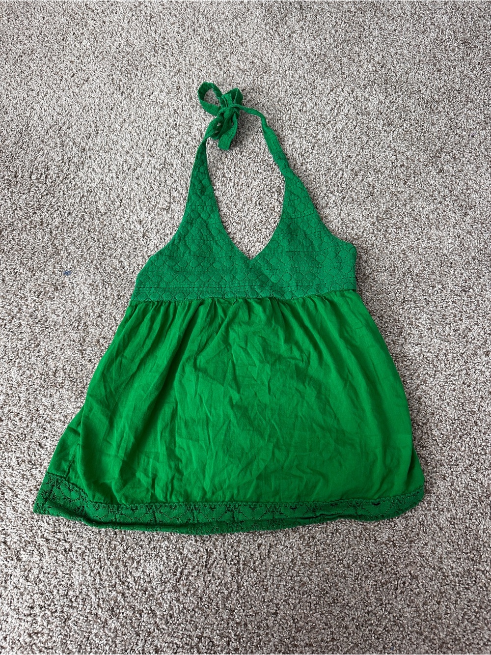 Energie Green Halter Lace-Trim Tank Top